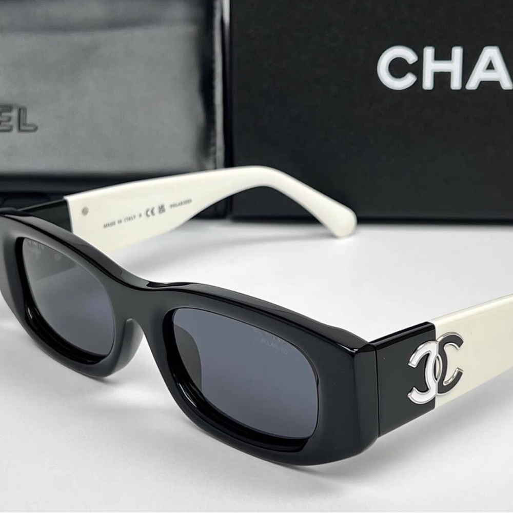CHANEL Black and White Sunglasses
